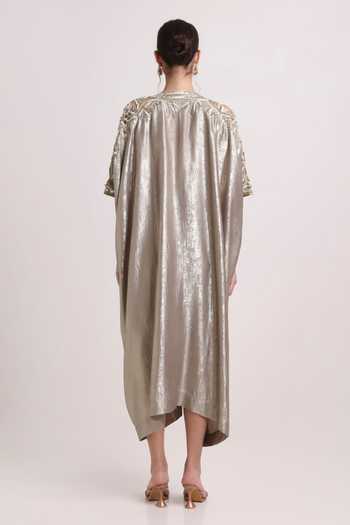 Keith Gomes Embroidered Foil Crepe Kaftan