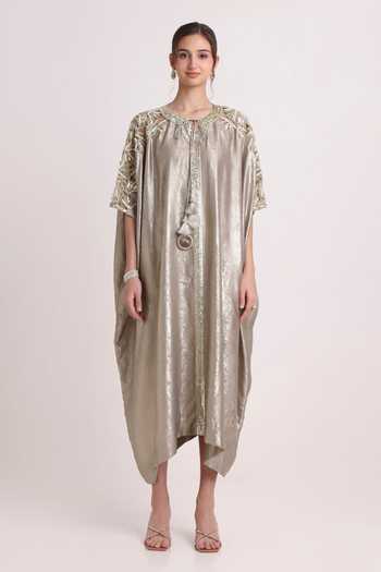 Keith Gomes Embroidered Foil Crepe Kaftan