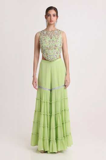 Keith Gomes Embroidered Top & Gharara Set