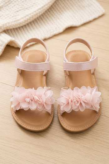 Ninobello Pink Flower Applique Sandals 