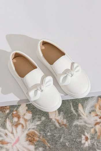 Ninobello White Bow Slip-On Shoes 