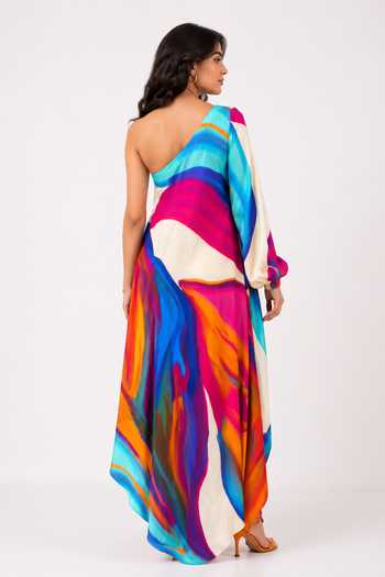 Poppi Printed One Shoulder Dress 