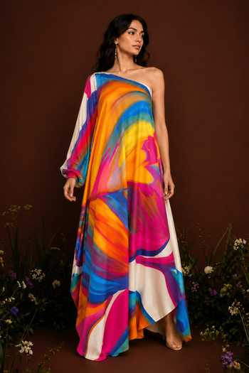 Poppi Printed One Shoulder Dress 