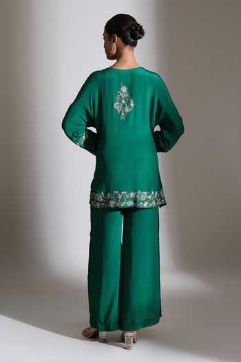 Tanu Malhotra Neckline Embroidered Top & Pant Set 