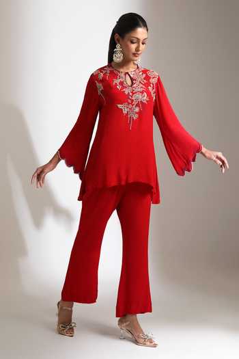Tanu Malhotra Placement Embroidered Top & Pant Set 