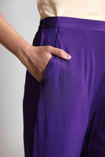 Buy_Tanu Malhotra_Purple Crepe Floral Embroidered Top And Pant Set _Online_at_Aza_Fashions
