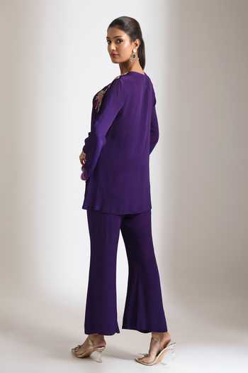 Tanu Malhotra Floral Embroidered Top & Pant Set 