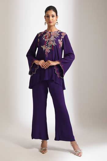 Tanu Malhotra Floral Embroidered Top & Pant Set 