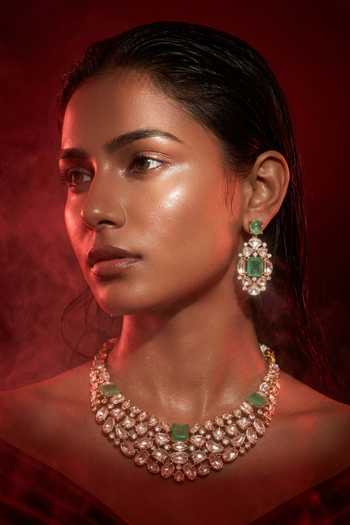 Tussya Kundan Embellished Necklace & Earrings Set 