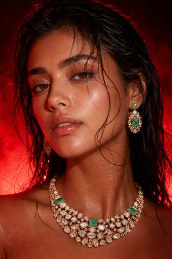 Buy Tussya Gold Plated Kundan Embellished Necklace And Earrings Set Online at Aza Fashions Buy_Tussya_Gold Plated Kundan Embellished Necklace And Earrings Set _Online_at_Aza_Fashions
