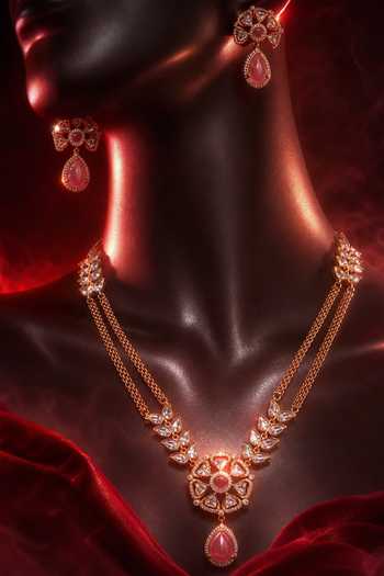 Tussya Gold Plated Kundan Work Pendant Necklace Set Online at Aza Fashions Tussya_Gold Plated Kundan Work Pendant Necklace Set _Online_at_Aza_Fashions