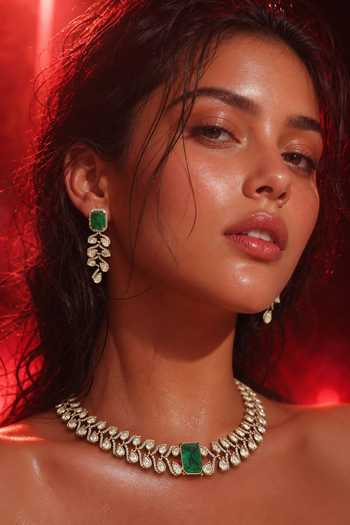 Tussya Stone Embellished Necklace & Earrings Set 