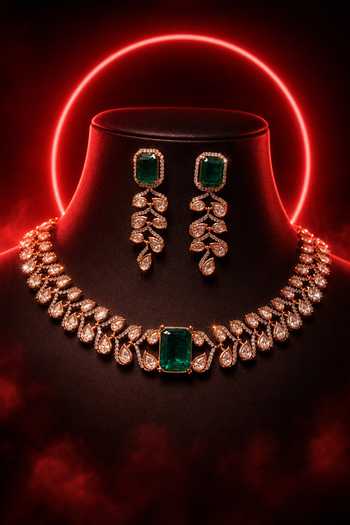 Buy Tussya Gold Plated Stone Embellished Necklace And Earrings Set Online at Aza Fashions Buy_Tussya_Gold Plated Stone Embellished Necklace And Earrings Set _Online_at_Aza_Fashions