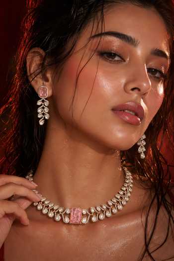 Tussya Kundan & Pearls Embellished Necklace Set 