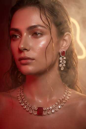 Tussya Gold Plated Kundan Embellished Necklace And Earrings Set Online at Aza Fashions Tussya_Gold Plated Kundan Embellished Necklace And Earrings Set _Online_at_Aza_Fashions