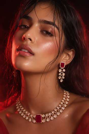 Buy Tussya Gold Plated Kundan Embellished Necklace And Earrings Set Online at Aza Fashions Buy_Tussya_Gold Plated Kundan Embellished Necklace And Earrings Set _Online_at_Aza_Fashions