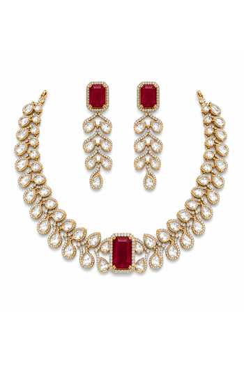 Tussya Kundan Embellished Necklace & Earrings Set 