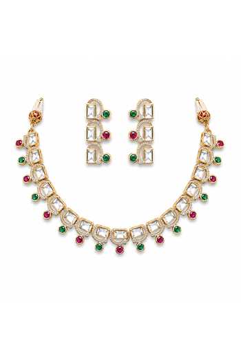 Tussya Pearl Embellished Necklace Set 