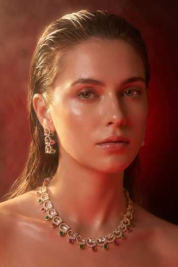 Tussya Gold Plated Pearl Embellished Necklace Set Online at Aza Fashions Tussya_Gold Plated Pearl Embellished Necklace Set _Online_at_Aza_Fashions