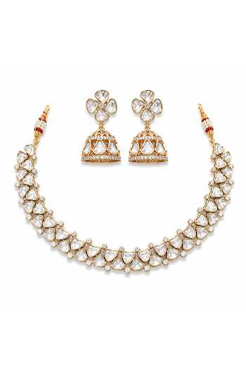 Tussya Kundan Stone Necklace & Earrings Set 