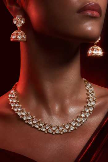Buy Tussya Gold Plated Kundan Stone Necklace And Earrings Set Online at Aza Fashions Buy_Tussya_Gold Plated Kundan Stone Necklace And Earrings Set _Online_at_Aza_Fashions