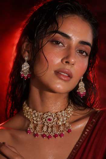 Tussya Stone Embellished Necklace & Earrings Set 
