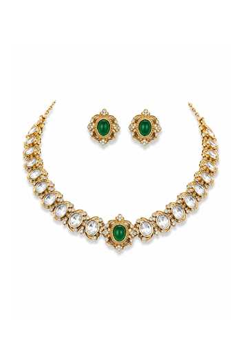 Tussya Kundan Embellished Necklace & Earrings Set 