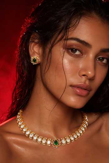 Tussya Kundan Embellished Necklace & Earrings Set 