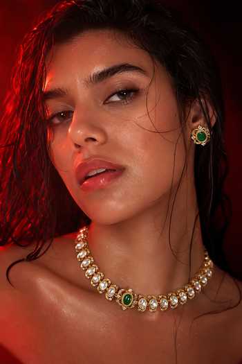 Buy Tussya Gold Plated Kundan Embellished Necklace And Earrings Set Online at Aza Fashions Buy_Tussya_Gold Plated Kundan Embellished Necklace And Earrings Set _Online_at_Aza_Fashions