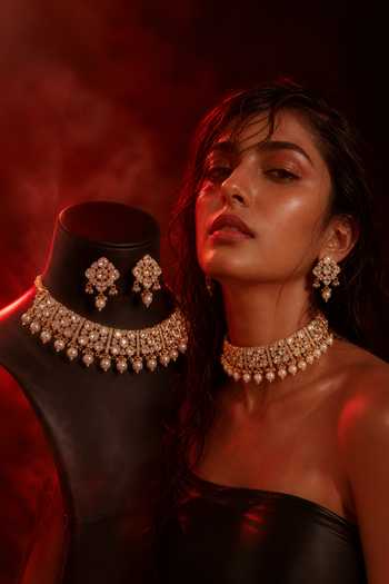Buy Tussya Gold Plated Kundan Embellished Necklace And Earrings Set Online at Aza Fashions Buy_Tussya_Gold Plated Kundan Embellished Necklace And Earrings Set _Online_at_Aza_Fashions