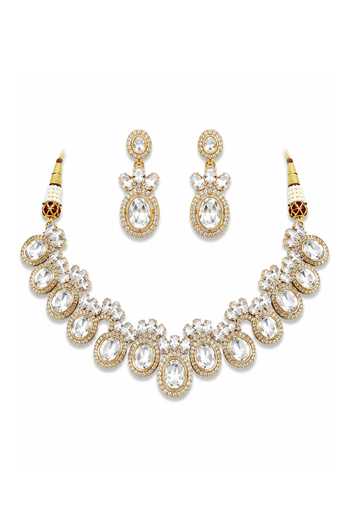 Tussya Kundan Embellished Necklace & Earrings Set 