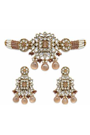 Tussya Kundan Pearl Embellished Necklace Set 