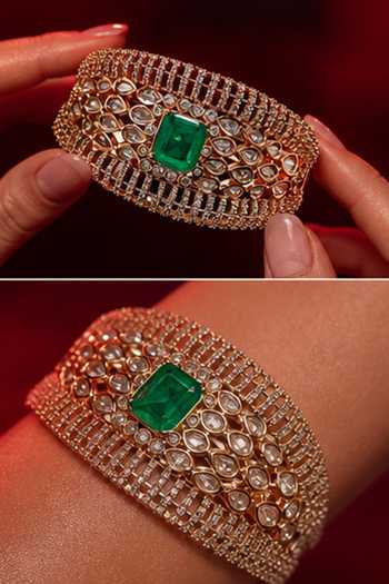 Tussya Gold Plated Kundan Embellished Bangle Online at Aza Fashions Tussya_Gold Plated Kundan Embellished Bangle _Online_at_Aza_Fashions