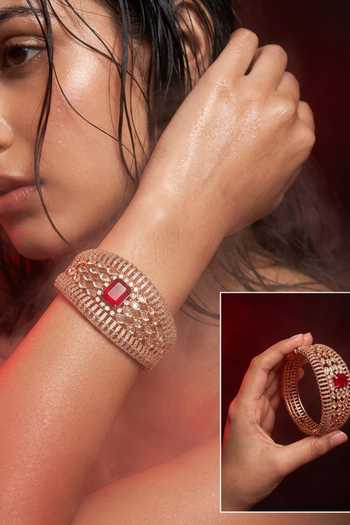 Buy Tussya Gold Plated Kundan Pearl Embellished Bangle Online at Aza Fashions Buy_Tussya_Gold Plated Kundan Pearl Embellished Bangle _Online_at_Aza_Fashions