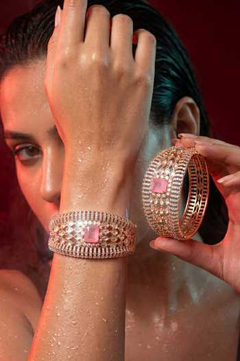 Tussya Gold Plated Kundan Studded Bangle Online at Aza Fashions Tussya_Gold Plated Kundan Studded Bangle _Online_at_Aza_Fashions