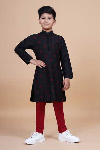 Raghavendra Rathore Blue The Pintucked Butti Loop Button Kurta 