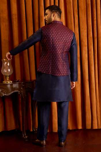 Arihant Rai Sinha Geometric Woven Nehru Jacket & Kurta Set 
