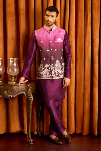 Arihant Rai Sinha Embroidered Nehru Jacket & Kurta Set 