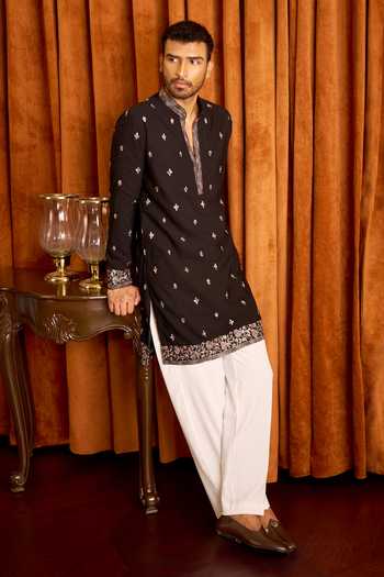Buy Arihant Rai Sinha Black Silk Embroidered Kurta And Pant Set Buy_Arihant Rai Sinha_Black Silk Embroidered Kurta And Pant Set
