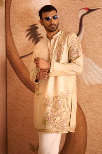 Shop Arihant Rai Sinha Cream Silk Sequin Work Kurta Set Online at Aza Fashions Shop_Arihant Rai Sinha_Cream Silk Sequin Work Kurta Set _Online_at_Aza_Fashions