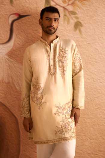 Arihant Rai Sinha Cream Silk Sequin Work Kurta Set at Aza Fashions Arihant Rai Sinha_Cream Silk Sequin Work Kurta Set _at_Aza_Fashions