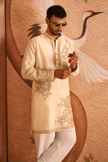 Buy Arihant Rai Sinha Cream Silk Sequin Work Kurta Set Buy_Arihant Rai Sinha_Cream Silk Sequin Work Kurta Set