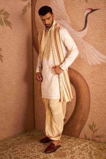 Buy Arihant Rai Sinha Beige Silk, Jacquard Floral Placement Embroidered Kurta Set Online at Aza Fashions Buy_Arihant Rai Sinha_Beige Silk, Jacquard Floral Placement Embroidered Kurta Set _Online_at_Aza_Fashions
