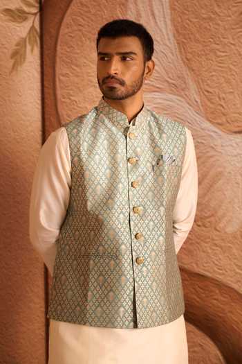Buy Arihant Rai Sinha Cream Silk, Brocade Woven Nehru Jacket Set Online at Aza Fashions Buy_Arihant Rai Sinha_Cream Silk, Brocade Woven Nehru Jacket Set _Online_at_Aza_Fashions