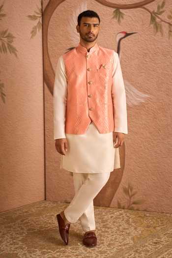 Arihant Rai Sinha Geometric Pattern Nehru Jacket Set