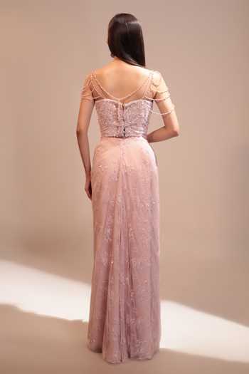 Couture By Niharika Roseline Sequin Corset & Draped Skirt Set 