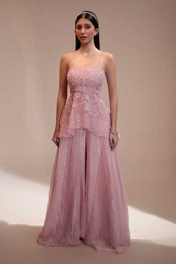 Couture By Niharika Amara Embroidered Peplum Kurta & Sharara Set 