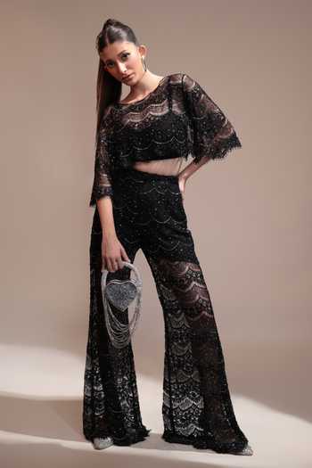 Couture By Niharika Noirelle Embroidered Top & Pant Set 