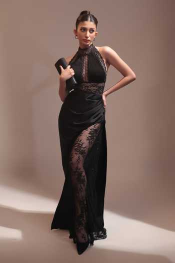 Couture By Niharika Ombrelle Net Blouse With Draped Skirt 