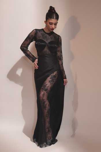 Buy Couture By Niharika Black Organza, Crepe, Satin, Net, Twill Embroidery, Noire Bodysuit And Skirt Set Online at Aza Fashions Buy_Couture By Niharika_Black Organza, Crepe, Satin, Net, Twill Embroidery, Noire Bodysuit And Skirt Set _Online_at_Aza_Fashions